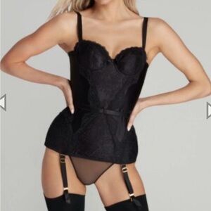 Agent Provocateur Black Lace Bustier Set